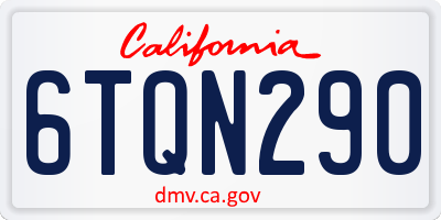 CA license plate 6TQN290