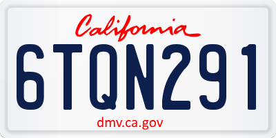 CA license plate 6TQN291