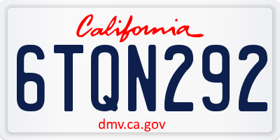 CA license plate 6TQN292