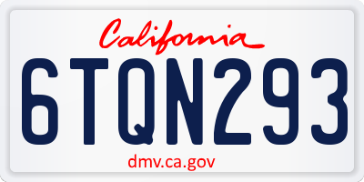 CA license plate 6TQN293