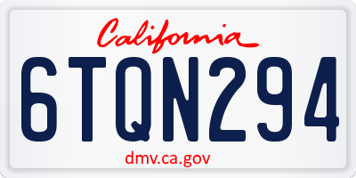 CA license plate 6TQN294