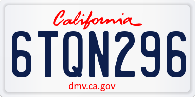 CA license plate 6TQN296