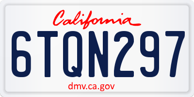 CA license plate 6TQN297