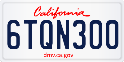 CA license plate 6TQN300