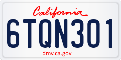 CA license plate 6TQN301