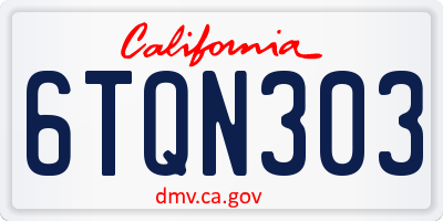 CA license plate 6TQN303