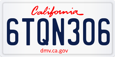 CA license plate 6TQN306