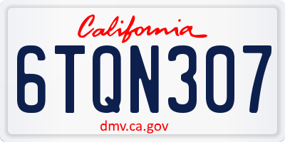 CA license plate 6TQN307