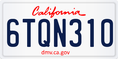 CA license plate 6TQN310