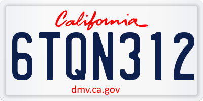 CA license plate 6TQN312