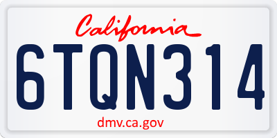 CA license plate 6TQN314