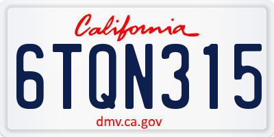 CA license plate 6TQN315