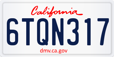 CA license plate 6TQN317