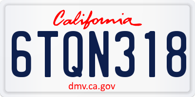 CA license plate 6TQN318