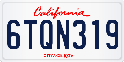 CA license plate 6TQN319