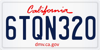 CA license plate 6TQN320