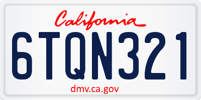 CA license plate 6TQN321