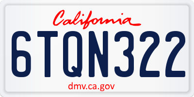 CA license plate 6TQN322