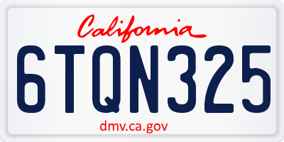 CA license plate 6TQN325