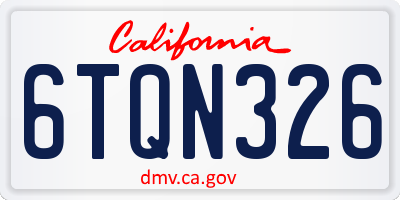 CA license plate 6TQN326