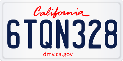 CA license plate 6TQN328