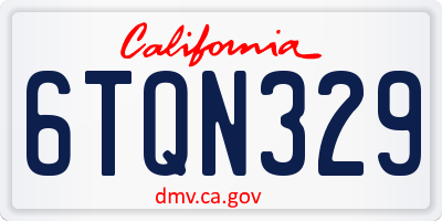 CA license plate 6TQN329