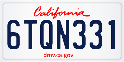 CA license plate 6TQN331