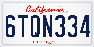 CA license plate 6TQN334