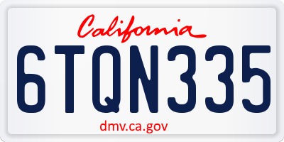 CA license plate 6TQN335