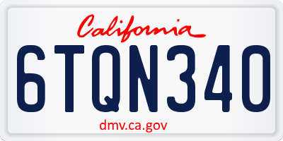 CA license plate 6TQN340