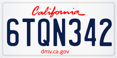 CA license plate 6TQN342