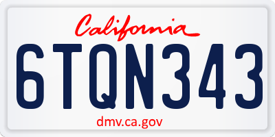 CA license plate 6TQN343