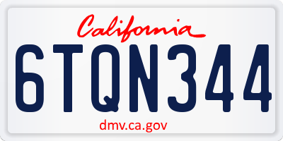 CA license plate 6TQN344