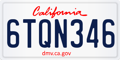 CA license plate 6TQN346