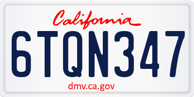 CA license plate 6TQN347