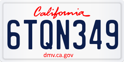 CA license plate 6TQN349