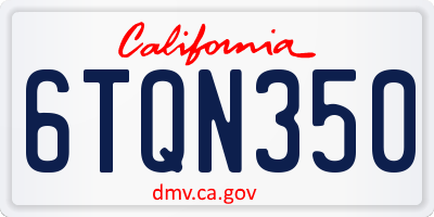 CA license plate 6TQN350