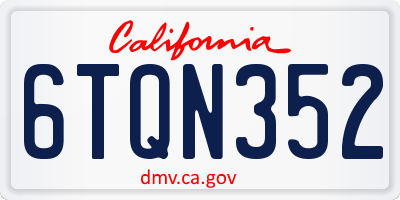 CA license plate 6TQN352