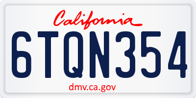 CA license plate 6TQN354