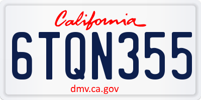 CA license plate 6TQN355