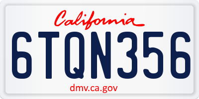 CA license plate 6TQN356