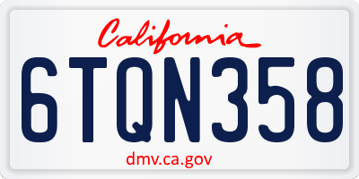 CA license plate 6TQN358