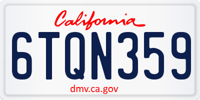 CA license plate 6TQN359