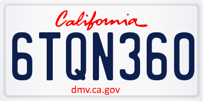 CA license plate 6TQN360