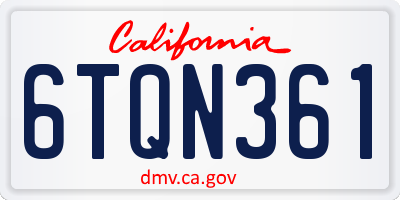 CA license plate 6TQN361