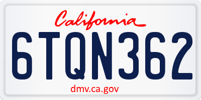 CA license plate 6TQN362