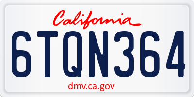 CA license plate 6TQN364