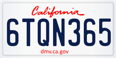 CA license plate 6TQN365