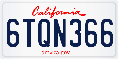 CA license plate 6TQN366