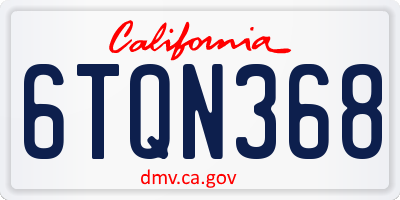 CA license plate 6TQN368